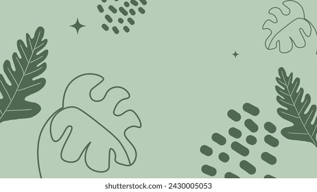 Abstract background with tropical leaves. Vector illustration in minimal flat style.