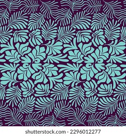 Antecedentes abstractos con hojas tropicales de palma al estilo Matisse. Patrón de vectores sin fisuras con elementos de corte escandinavos.