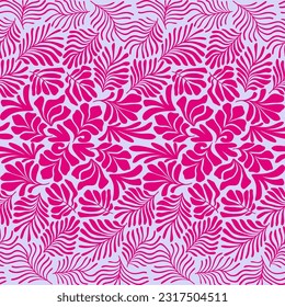 Abstract background with tropical palm leaves in Matisse style. Vector seamless pattern with Scandinavian cut out elements.