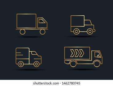 Abstract background of Truck sets, transportation, Gold color, vector illustrations