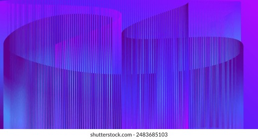 Abstract background with tubular mesh shapes and lines in fluorescent colors like purple, blue and pink