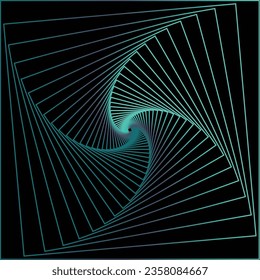 Abstract Background. Tunnel abstract. geometric style neon color. digital black hole. square twisted lines 