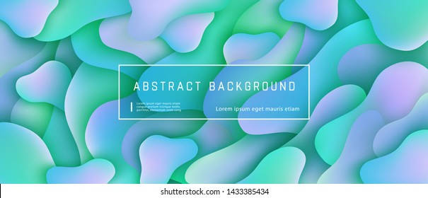 Abstract background with turquoise motion liquid shapes composition. Gradient fluid abstract background template, vector illustration. Design presentation, poster layout, banner with space for text.