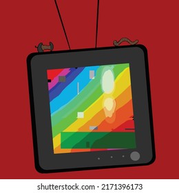 Abstract background with a TV in which interference is depicted