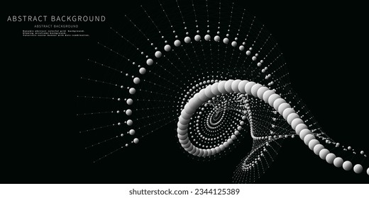 Abstract  background twisting  grid from dots on black. Technology concept data grid. Big Data.  Banner for business, science and technology data analytics. 