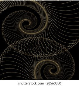 Abstract background of two beige coils on black