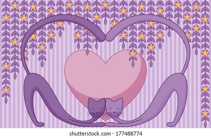 Abstract background with two cats in love.