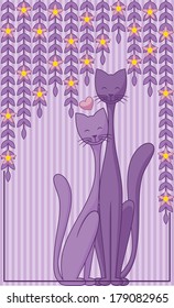 Abstract background with two cats in love.