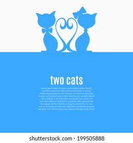 Abstract background with two cats. Vector illustration
