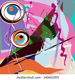 abstract background with two flowers