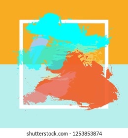 Abstract Background two tone color watercolor brush style over frame.