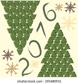 abstract background of two trees and snowflakes 2016