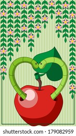 Abstract background with two worms in love.