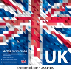 Abstract Background UK Flag, United Kingdom Polygon art (Vector Art)