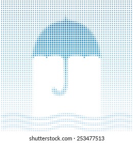 abstract background umbrella in the rain with a halftone effect