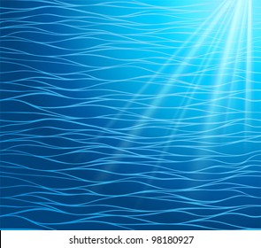 abstract background under water, with ray sun and wave