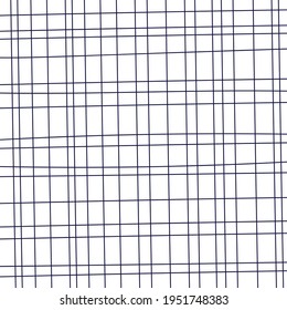 abstract background uneven cage of different sizes. Dark blue color lines on a white background. Stylish minimalistic design of packaging, frames, fabrics, phone cases. Vector illustration, simple 