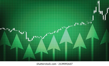 abstract background of uptrend stock market chart graph on green background