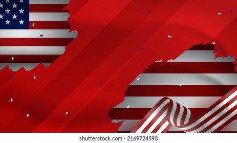 Abstract background with us flag texture decoration. Vector illustration for presentation design, greeting cards, webinar banner