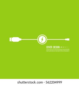 Abstract background with usb vector cable. Charging via USB.