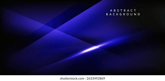 An abstract background using black and bright blue tones creates a sense of mystery and modernity. The lines and lights in the image are horizontal and curved in a diagonal direction.