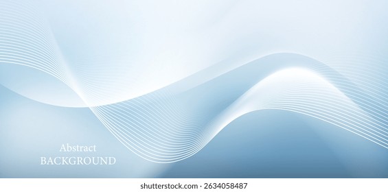 An abstract background using blue and white tones, consisting of curved lines and waves that blend in gradients and transparency, creating a sense of calm, simplicity and flow in the image.
