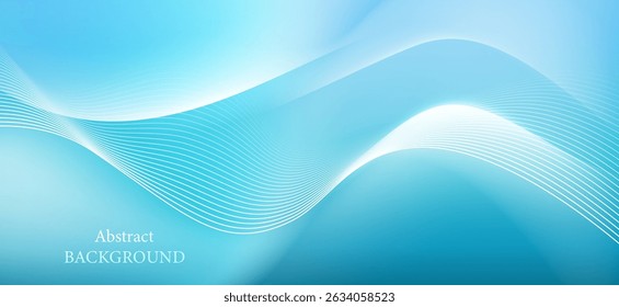 An abstract background using bright blue and white tones, consisting of curved lines and waves that blend shades and transparency, creating a sense of freshness.