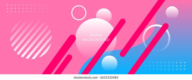 An abstract background using bright pink and blue tones, mixed with white and gray. The pattern consists of diagonal lines and circles, which create a sense of movement and freshness in the design.