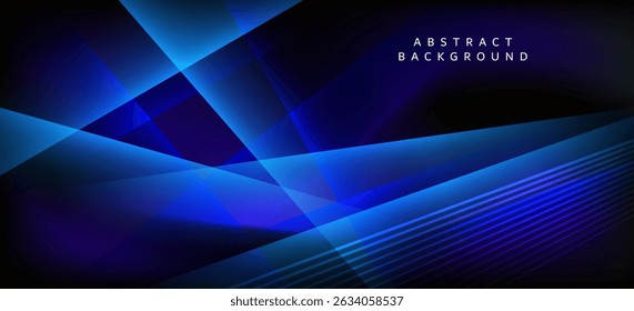 An abstract background using dark blue and black tones, combining long and diagonal lines and lights, creating a sense of depth and movement that is mysterious and luxurious.