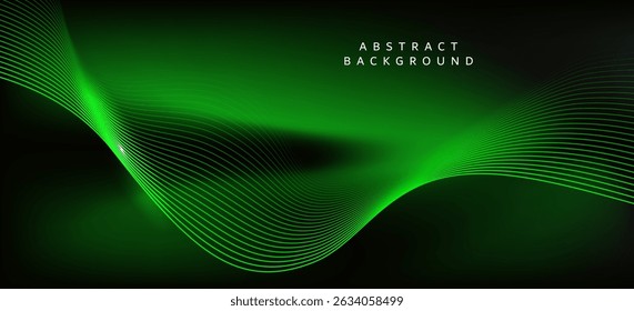 Abstract background using dark green tones on a black background. The lines and curves are like gentle and flowing waves, creating a sense of freshness and energy.