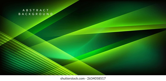 An abstract background using dark and light green tones, combined with long, sharp lines and stripes, creating a sense of freshness and naturalness.