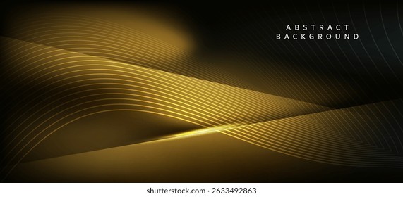 Abstract background using gold and black tones gives a sense of luxury and elegance. The lines and lights in the image are curves and lines arranged in an orderly manner.