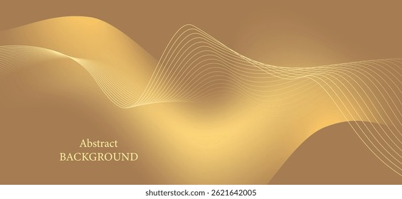 An abstract background using gold and light brown tones creates a luxurious and warm atmosphere, with curves and gradients giving a sense of gentle movement and dimension.