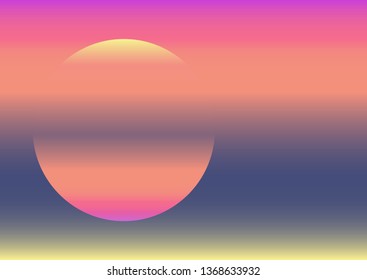 Abstract background using gradients. Sunny sunset on the sea. Colorful vector background. EPS 10. Horizontal composition A4