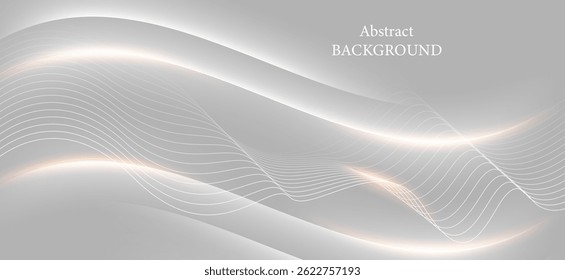 An abstract background using gray and white tones, emphasizing thin and delicate curved lines that move gently and look like waves or ripples. This image has a simple and fluid feel.