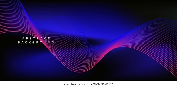 An abstract background using mainly black and dark indigo tones, consisting of curved lines arranged in a gradient wave pattern, creating a sense of movement and depth in the image.