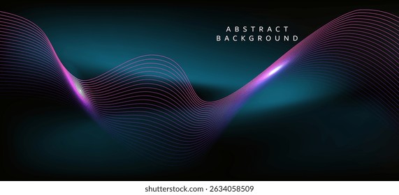 Ein abstrakter Hintergrund, der hauptsächlich türkisfarbene und schwarze Farbtöne verwendet, die aus komplizierten gekrümmten Linien und glatten Gradienten bestehen.