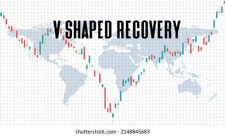 Abstract Background Of V Shaped Recovery Stock Market On White Background