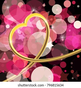 Abstract background to the Valentine's day. Gold 3d heart. Vector illustration