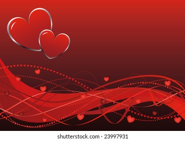 Abstract background - Valentine's day - red hearts and waves - find jpeg-Version in my Portfolio