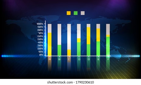 Abstract background of value chart line graph and world map