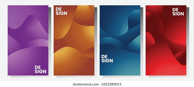 Antecedentes abstractos. Conjunto de variantes. Mezcla de colores. Textura de fluido borrosa. Malla de gradiente vibrante. Plantilla moderna para afiches, banners publicitarios, folletos, volantes, portadas, sitios web. Imagen vectorial EPS