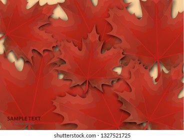 Abstract background from a variety of bright maple leaves on a light background. Stylish modern design for flyers, posters, flyers, banners. Vector illustration