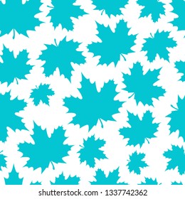 Abstract background from a variety of bright maple leaves on a white background. Seamless pattern. Stylish modern design for fabric, textiles, flyers, posters, flyers, banners. Vector illustration
