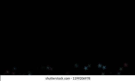Abstract background with a variety of colorful snowflakes. Big and small.