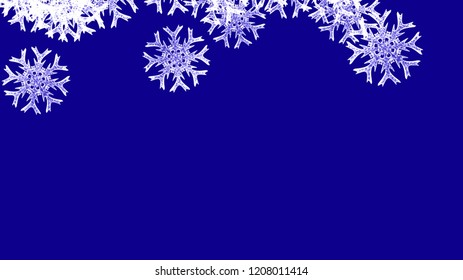 Abstract background with a variety of colorful snowflakes. Big and small.