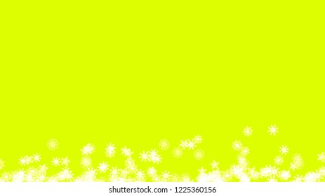 Abstract background with a variety of colorful snowflakes. Big and small.