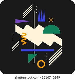 Abstract background with various bright geometric shapes. Concise design. A composition of figures of different shapes.