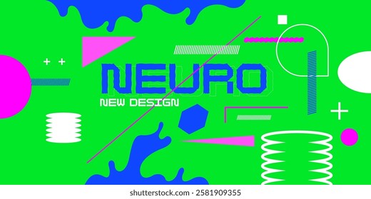 Abstract background with various bright geometric shapes. Concise design. A composition of figures of different shapes.