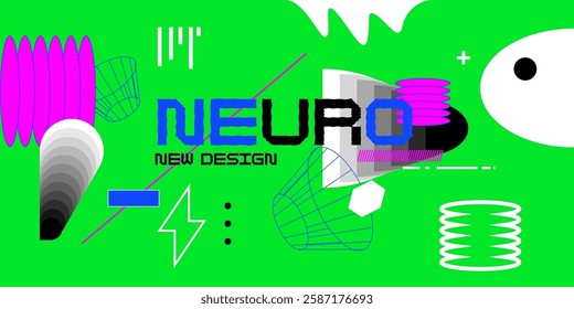 Abstract background with various bright geometric shapes. Concise design. A composition of figures of different shapes